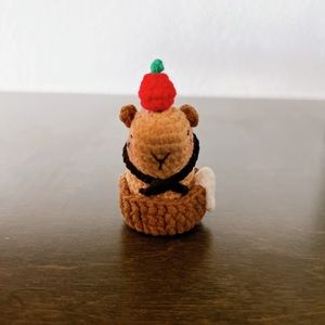 Crochet Capybara in a bath, Capybara Keychain, Amigurumi Keychain